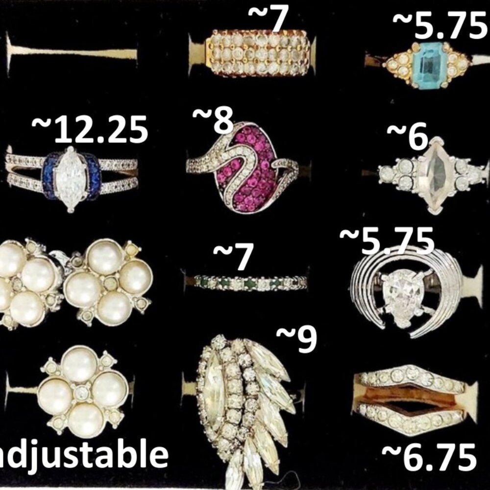 Lot 9 rings + 1 set (ring + earrings)